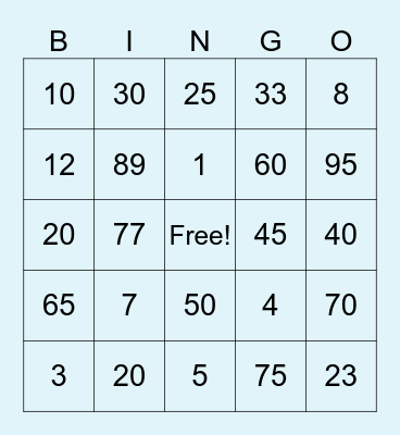 Bingo (Day 1) Bingo Card