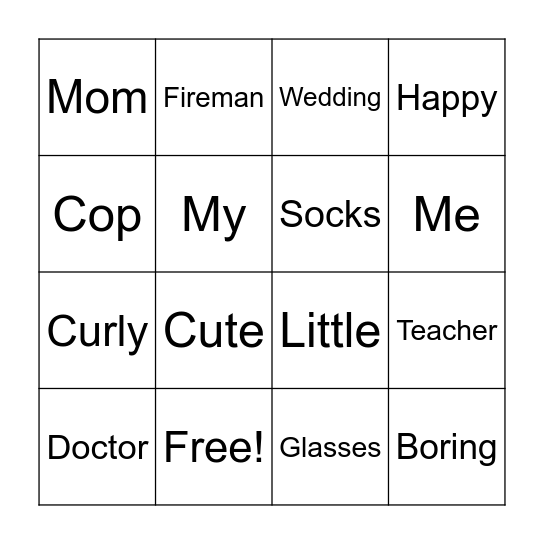 Week 4 ASL Bingo Card