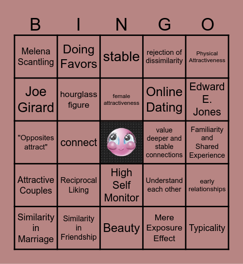 ATTRACTION Bingo Card