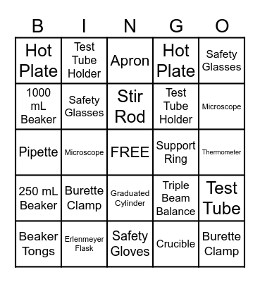 Lab Tech Training Bingo Card