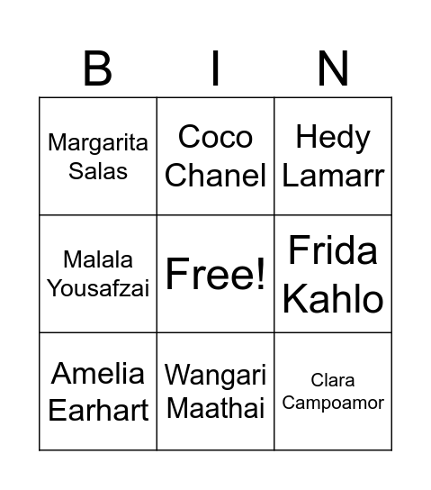 MUJERES DE LA HISTORIA Bingo Card