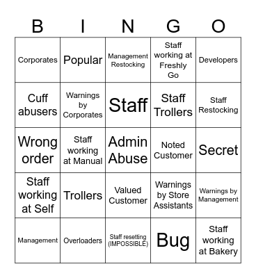 Freshly Shopping Bingo Card