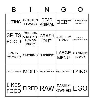 kitchen nightmares Bingo Card