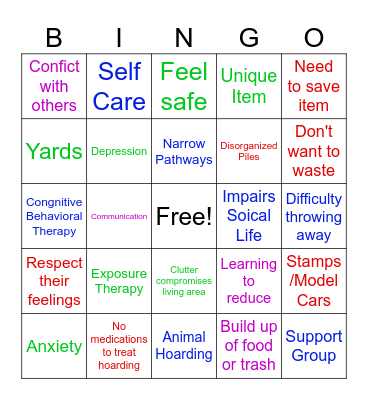 Hoarding/OCD Bingo Card