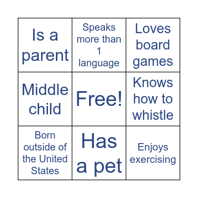 Team Building Bingo Card