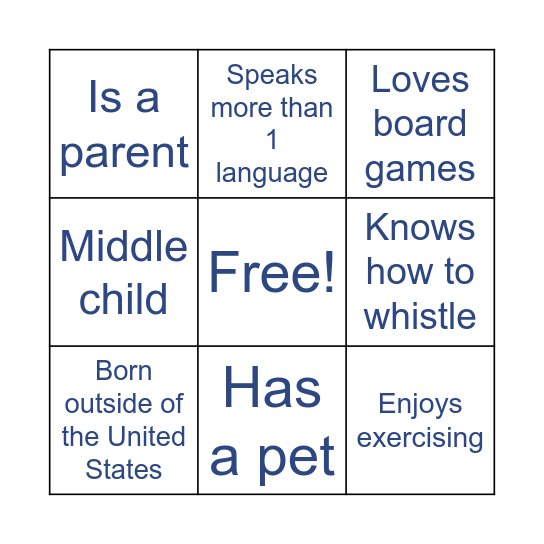 Team Building Bingo Card
