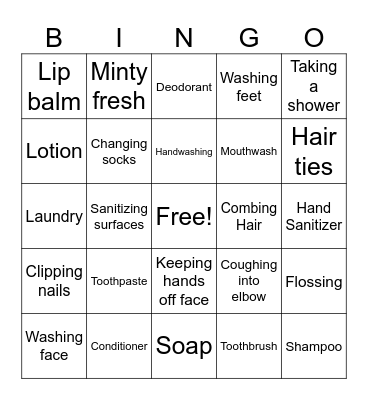Hygiene BINGO Card
