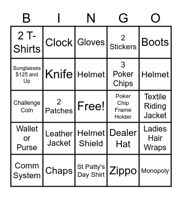 Motorclothes Bingo Card