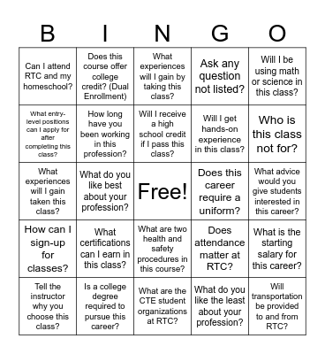 Richmond Technical Center Exploration Bingo Card