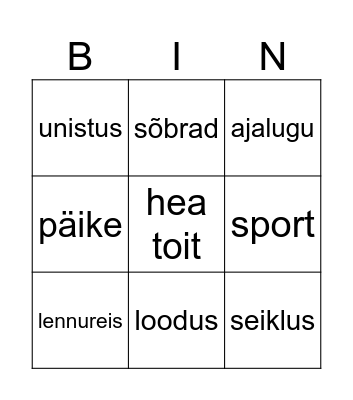 reis Bingo Card