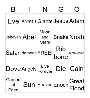 My Book of Bible Stories Part 1: Bingo Card