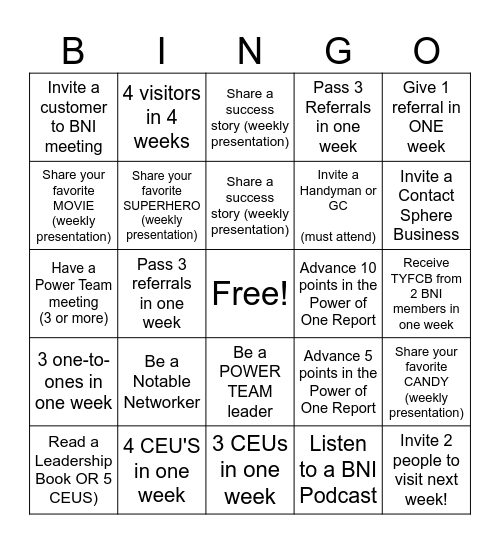 CBC BNI Bingo Card