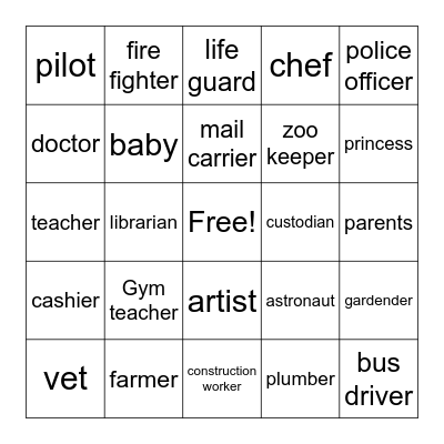 Community Helpers Bingo Card