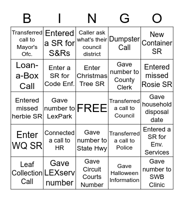 SERVICE CHAMPIONS Bingo Card