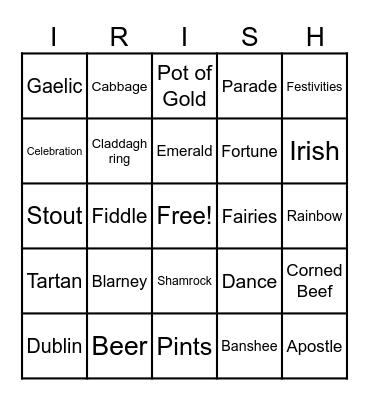 St-Patrick's Day Bingo Card