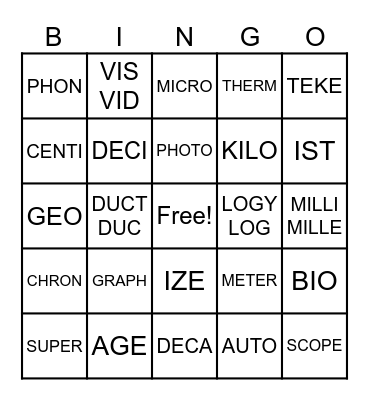 PHONICS AND ADVANCED WORD STUDY Bingo Card