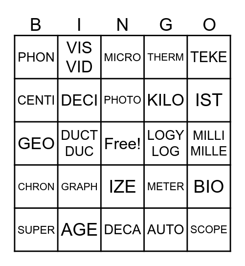 PHONICS AND ADVANCED WORD STUDY Bingo Card