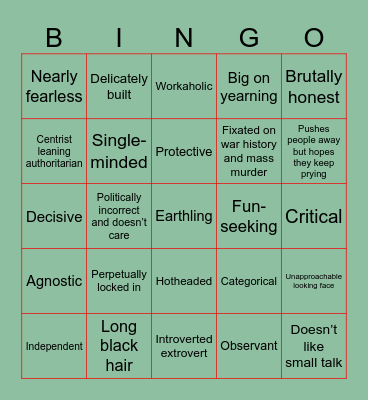 Me Bingo Card