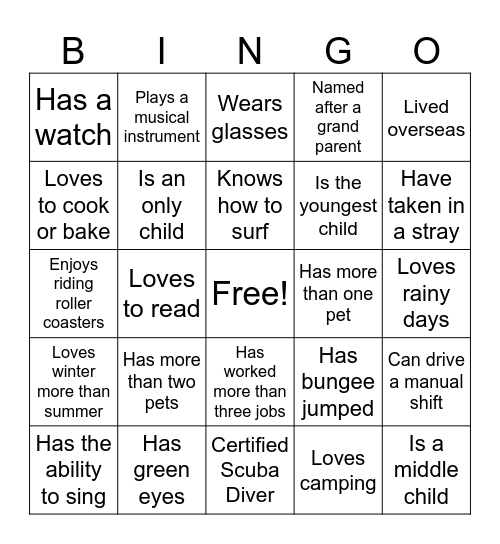 Ice-Ice Breaker! Bingo Card