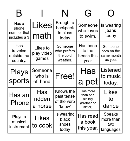 ESL 827: Find someone Who... Bingo Card