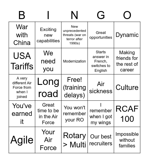 GOFO BINGO Card
