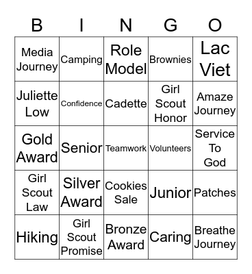 Girl scout 4490 Bingo Card