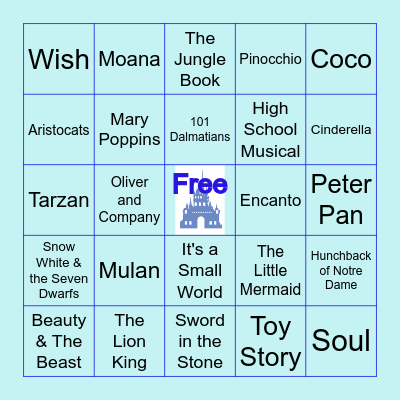 Disney Music Bingo Card