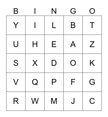 Alphabet BINGO Card