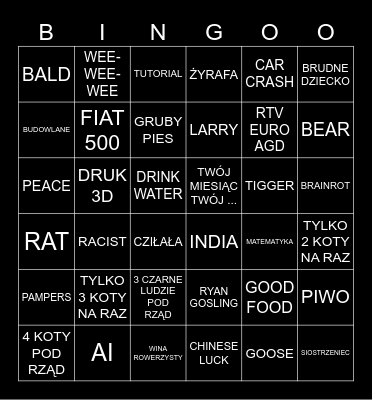 BIG ULTRA MEGA GIGA BINGOO Bingo Card