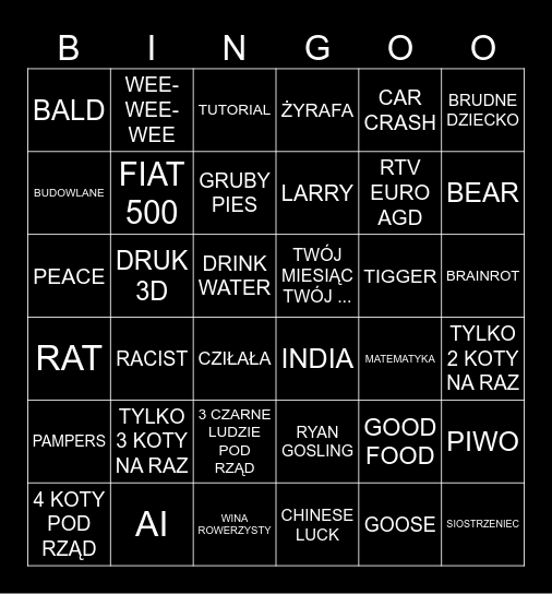 BIG ULTRA MEGA GIGA BINGOO Bingo Card
