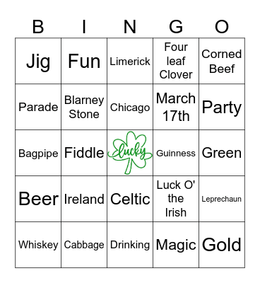 St. Patrick's Day Bingo Card
