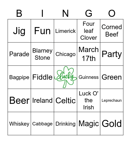 St. Patrick's Day Bingo Card