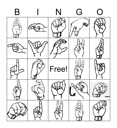 ASL Alphabet Bingo Card