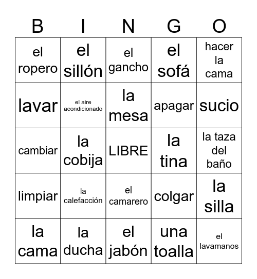 V2 En el Cuarto del Hotel Bingo Card