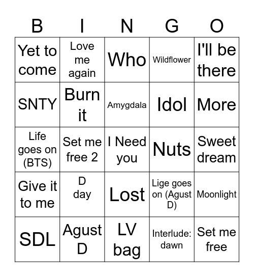 jincess7 Bingo Card