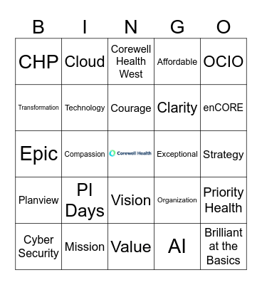 Corewell Health Digital Services Bingo Card
