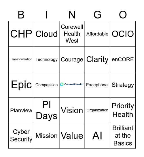 Corewell Health Digital Services Bingo Card