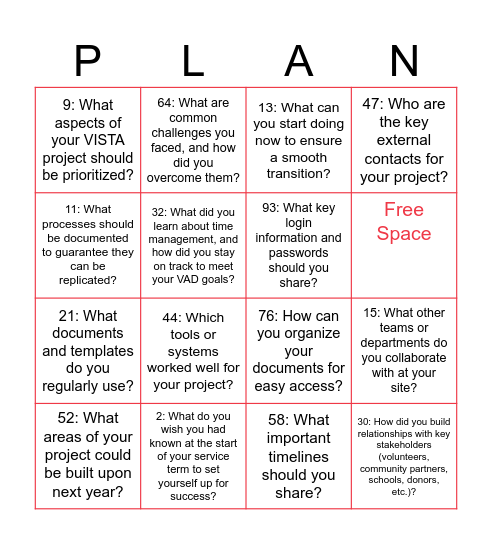 Sustainability Bingo Card