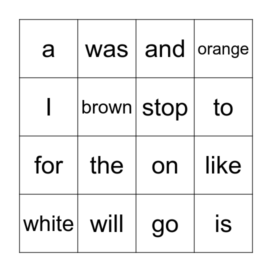 Red Word BINGO Card