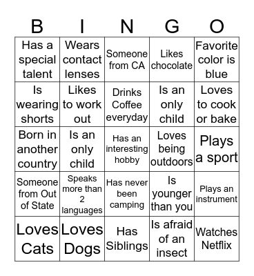 People Bingo Card