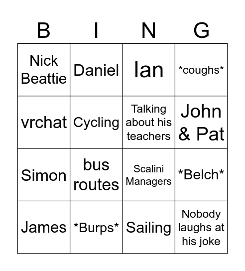 Jordi Bingo Card
