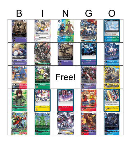 Digimon Restricted List Bingo Card