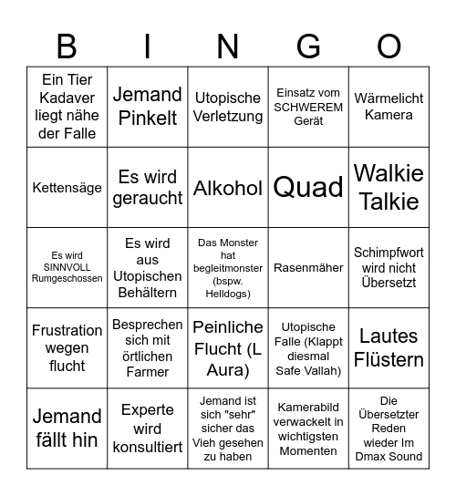 Monsterjäger Bingo Card