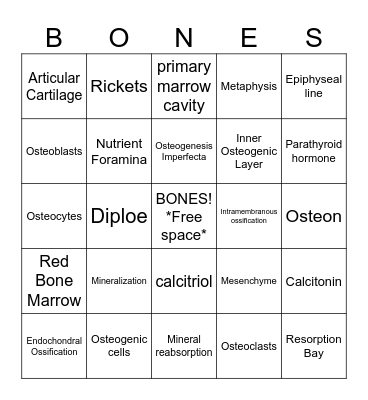 Bones Bingo Card