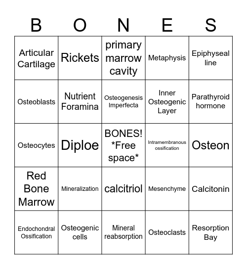 Bones Bingo Card