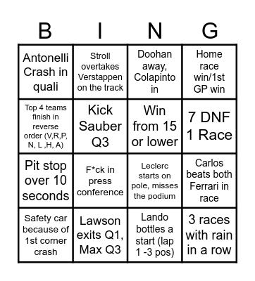Untitled Bingo Card
