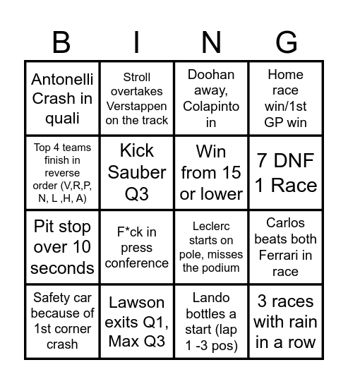 Untitled Bingo Card