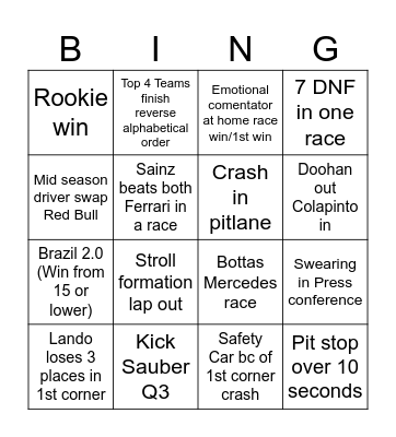 Bing Bingo Card