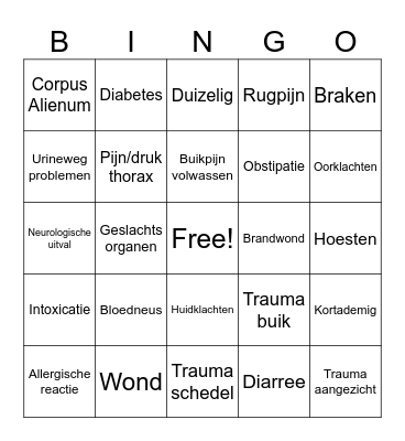 Triage Bingo Card