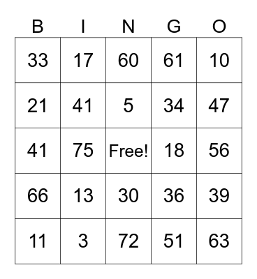 ASL 101 Wed 3/12 Bingo Card